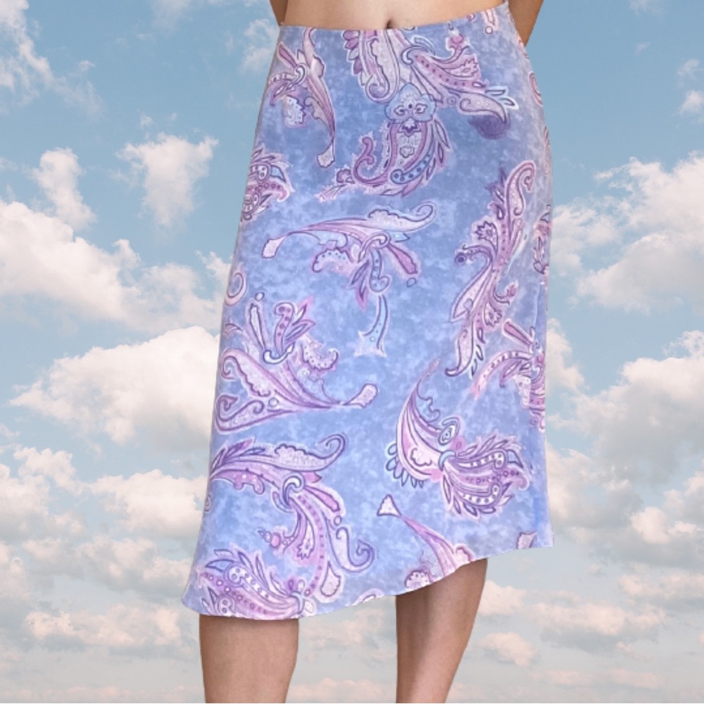 Lavender paisley print midi skirt